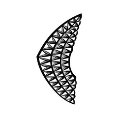 A close-up abstract image of an eagle's wing formed by overlapping triangles, creating a dynamic and textured composition.