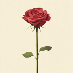 Fototapeta premium Elegance of a Single Red Rose on a Green Stem
