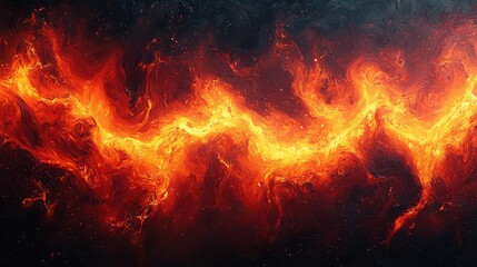 Obraz premium Wavy abstract art with fiery colors. Ideal for backgrounds, album covers or digital art.