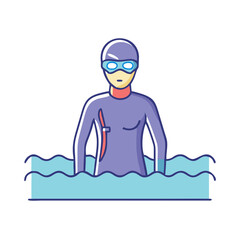 swimmer in wetsuit icon, swimmer in wetsuit vector illustration-simple illustration of swimmer in wetsuit, perfect for swimmer in wetsuit logos and themed design 