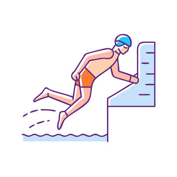 swimmer diving blue water clip art preview