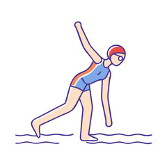 swimmer stretching icon, swimmer stretching vector illustration-simple illustration of swimmer stretching, perfect for swimmer stretching logos and themed design 
