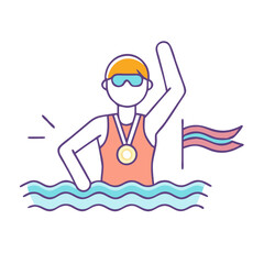 swimmer with a medal icon, swimmer with a medal vector illustration-simple illustration of swimmer with a medal, perfect for swimmer with a medal logos and themed design 