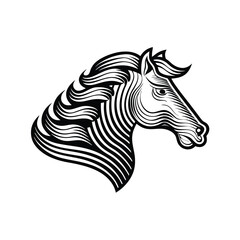 An abstract, artistic rendering of a horse's head with a flowing mane composed of wavy lines.