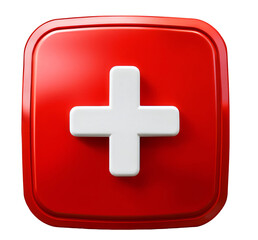 Obraz premium Red 3D Medical Cross Icon | Isolated on Transparent & White Background | PNG File with Transparency new 