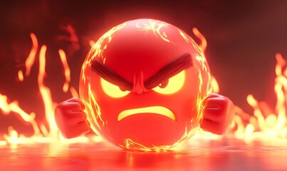 3d render angry emoji emotion