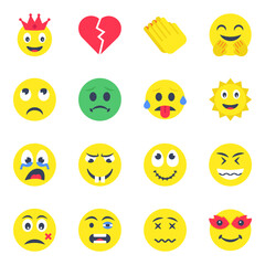 Pack of Emoji and Emotag Flat Icons