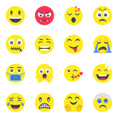 Fototapeta premium Pack of Emoticon Flat Icons