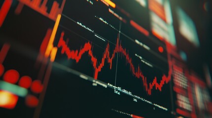 Abstract red waveform chart visualizing market dynamics