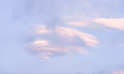 Sky blue,cloud background,Morning sky with pileus cloud,sunlight,purple, blue sky in winter for nature background banner,Image horizon climate weather with beauty clear purple cloudy, bright sunlight