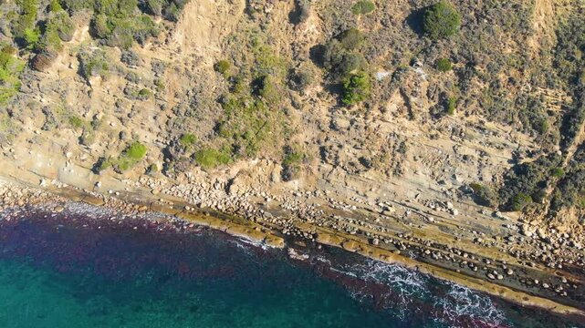 Porto Novo Beach, Zvernec, Vlore, Albania - Aerial Drone View of the Rocky Coastline
