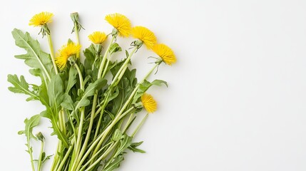 A Bountiful Bouquet of Dandelions and Fresh Leaves