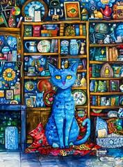 Fototapeta premium Blue Cat by Colorful Shelf