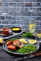Danish atlantic cod fish cakes with green peas