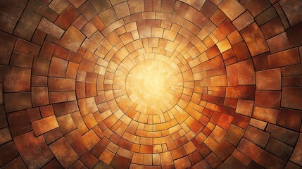 Naklejka premium Circular Geometric Pattern of Brown and Orange Tiles