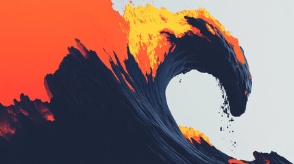 Abstract wave with fiery colors and dynamic motion