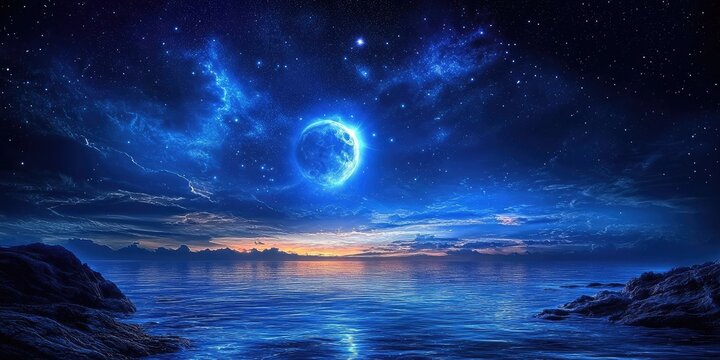 moon over the ocean