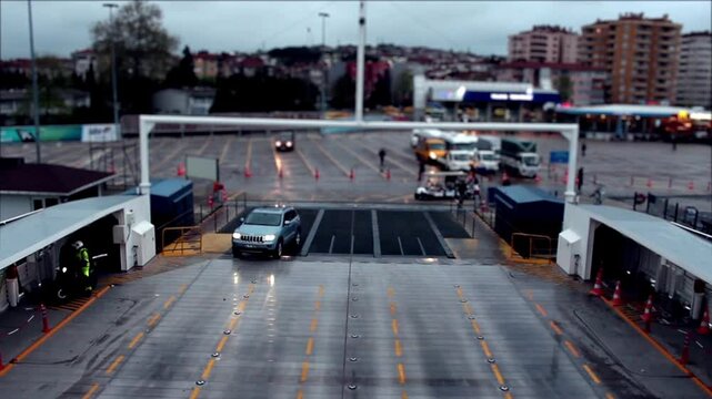timelapse ferryboat ride cars and passengers