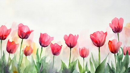 Fototapeta premium Watercolor Tulips: A Springtime Floral Painting