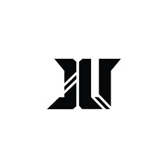 JU monogram logo design letter text name symbol monochrome logotype alphabet character simple logo