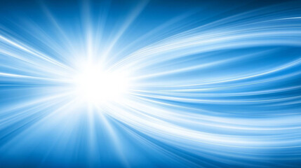 Fototapeta premium Bright abstract blue and white light burst
