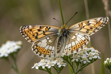 Obraz premium Close-up of a solitary butterfly with intricate details on its wings, legs, antennae, intricate, scales