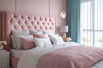 pastel colors bedroom in hotel