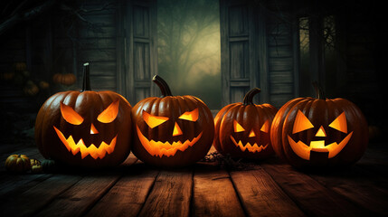 Spooky Jack-o-lanterns on a Halloween Night