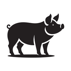 Pig silhouette. Pig silhouette vector icon isolated on a white background.