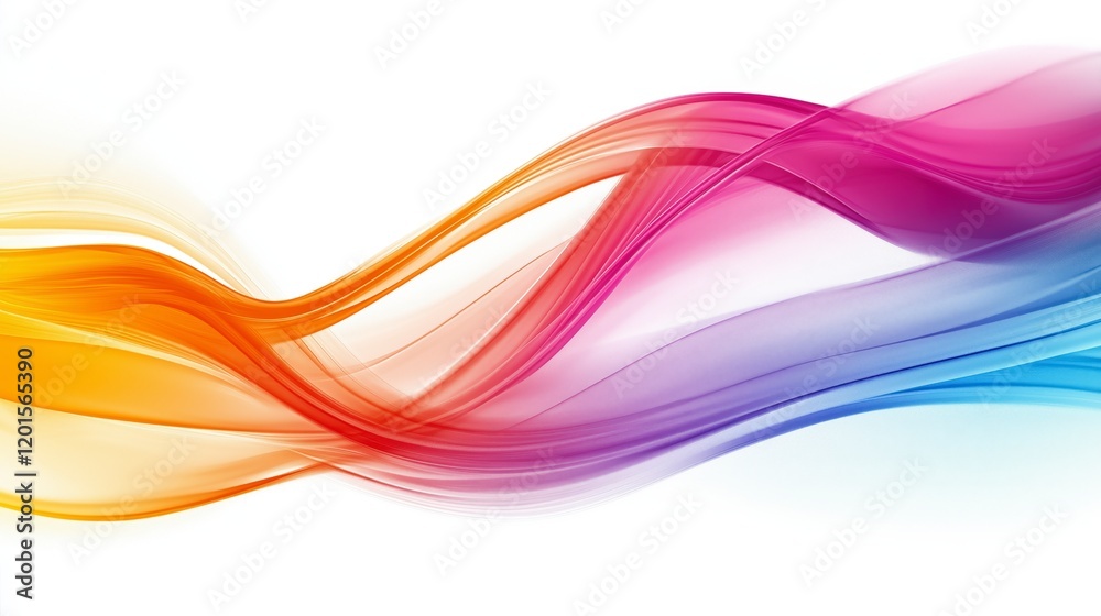 Poster a colorful wave with a white background. the colors are bright and vibrant, creating a sense of ener
