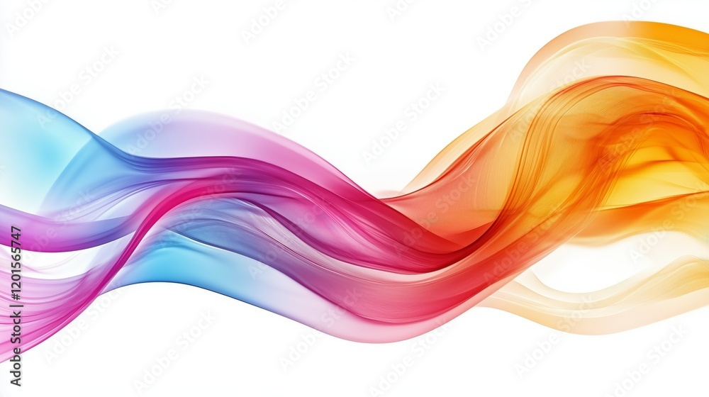 Poster a colorful wave with a white background. the colors are bright and vibrant, creating a sense of ener