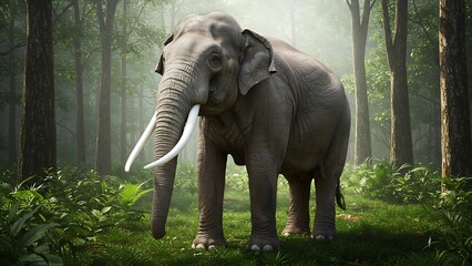Fototapeta premium Majestic Asian Elephant in Natural Habitat