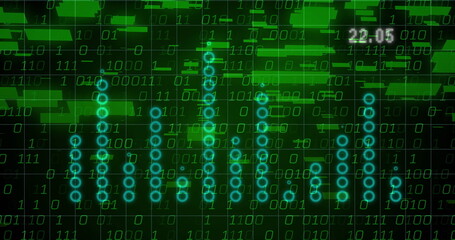 Image of digital data processing over dark background