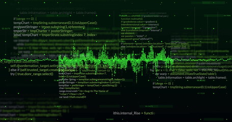 Image of data processing on black background