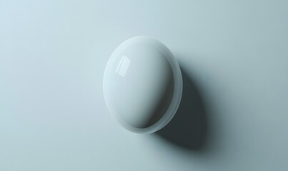 Single white sphere on light blue background.