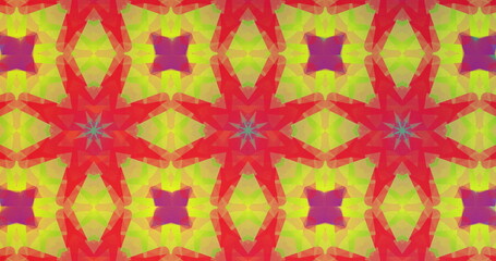 Image of vibrant abstract shapes moving on red background