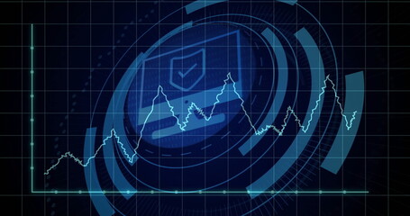Image of scope scanning and computer with shield over diagram