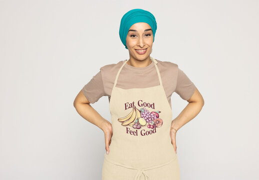 Muslim Chef in Hijab With Apron Ready for customize with your design