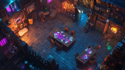 Dark Fantasy Tavern Interior Game Scene Design
