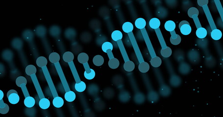 Image of dna strands over black background