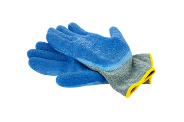 Blue work gloves isolated on white background with clipping path.