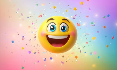 3d smiley face emoji emotion on bright background 