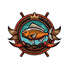 Design a nautical-themed logo for a seafood restaurant with a classic, elegant feel. The logo should incorporate elements like a ship's wheel, anchor, or seashells.