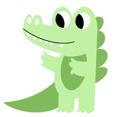 green cute baby crocodile with teeth 