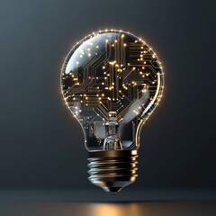 Illuminated bulb circuit with glowing lines and design