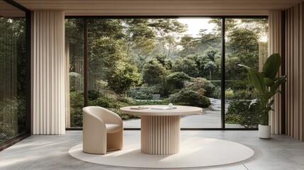 Peaceful home office with garden view