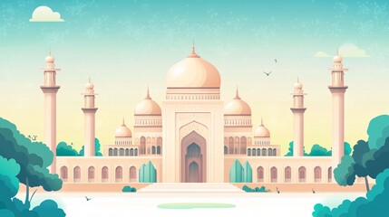 Fototapeta premium Isra and Miraj Culture Illustration Design for Wide Angle Centric Orientation