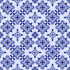 Mosaic theme seamless pattern with blue colour 