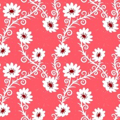 seamless pattern with white flowers