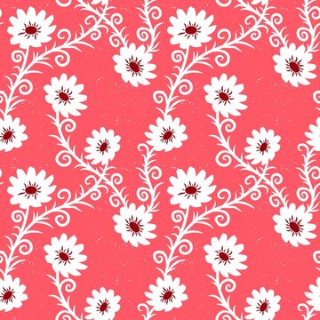 seamless pattern with white flowers